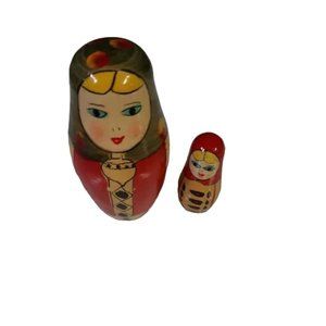 Matryoshka Russian Wood Nesting Dolls 2 Pieces 3" Tall